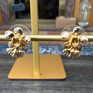 VTG RISIS Vanda Miss Joaquim Natural Orchid Onicidium Stud Earrings Gold Plated